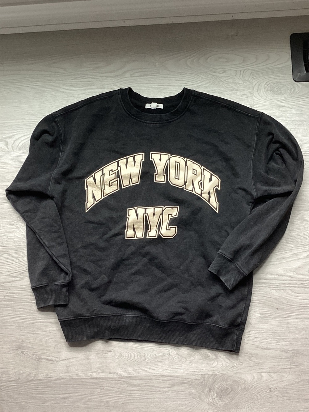 Garage Black Crewneck Sweatshirt with Beige 'New York NYC' Graphic